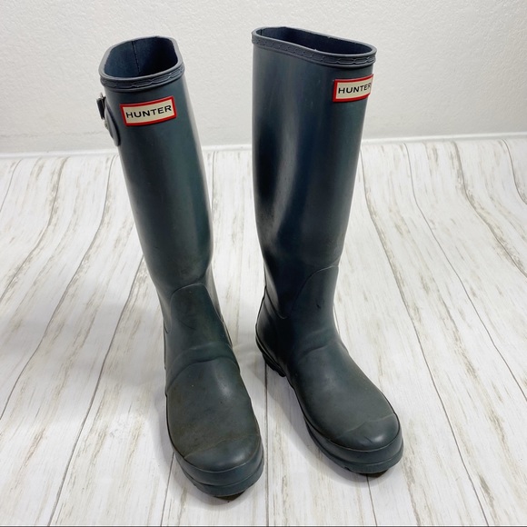 Hunter ORG Gray Tall Gloss Waterproof Rain Boots - Picture 3 of 13